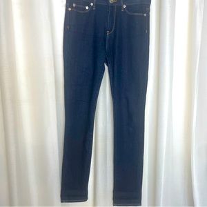 Love Moschino logo patch skinny dark wash jeans